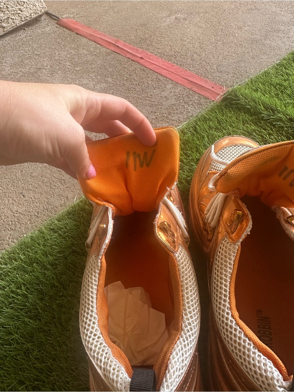 Cape Robbin Metallic Orange Platform Sneakers: Unisex **** - Picture 5 of 6